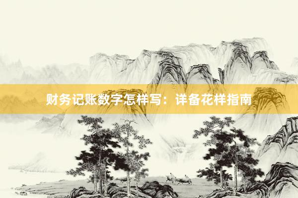 财务记账数字怎样写：详备花样指南
