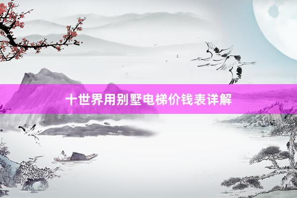 十世界用别墅电梯价钱表详解