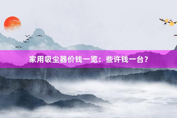 家用吸尘器价钱一览：些许钱一台？